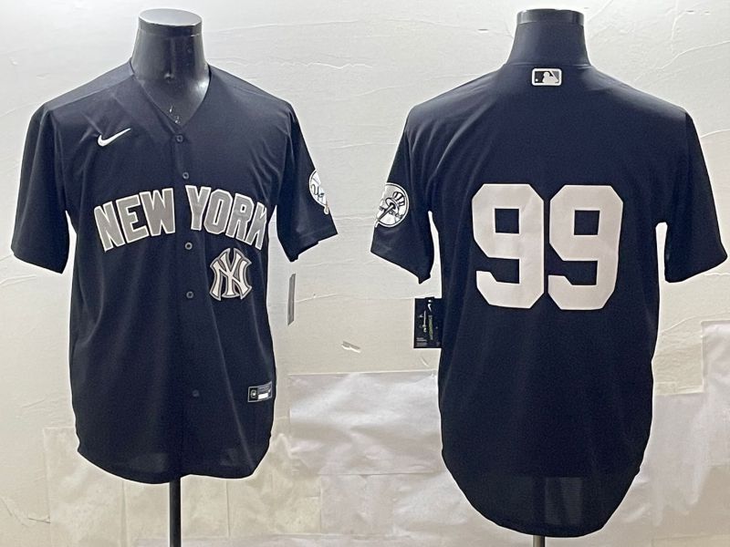 Men New York Yankees #99 No Name Black Game 2025 Nike MLB Jersey style 7
